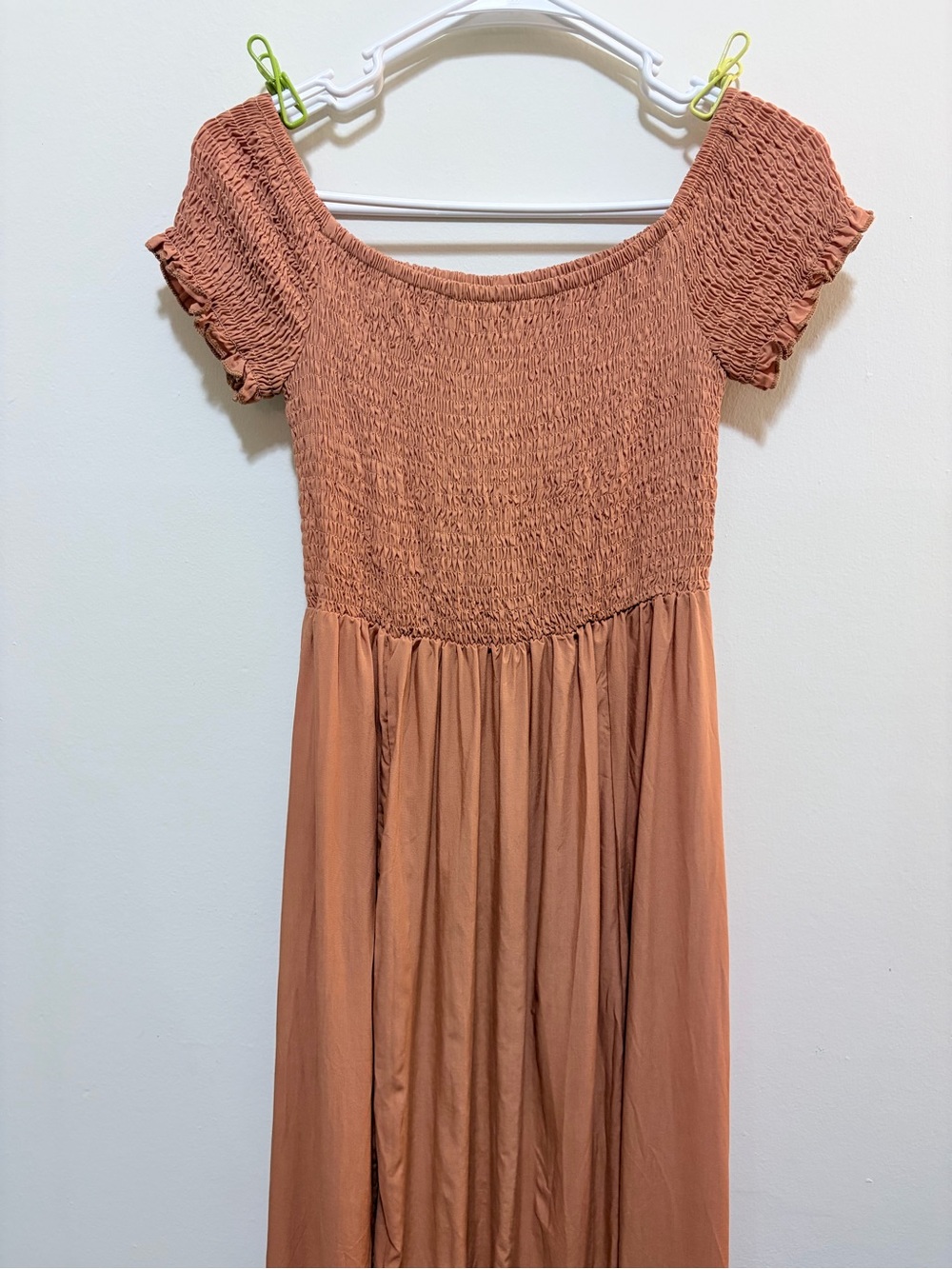 Smocked Bodice Maxi Dress in Rust